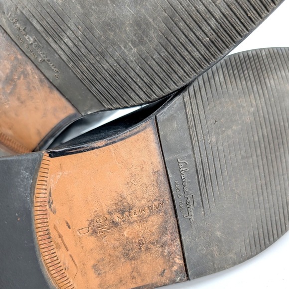 Salvatore Ferragamo Studio Mens Black Leather Square Toe Oxfords UI 6271 8.5 D - Picture 8 of 8